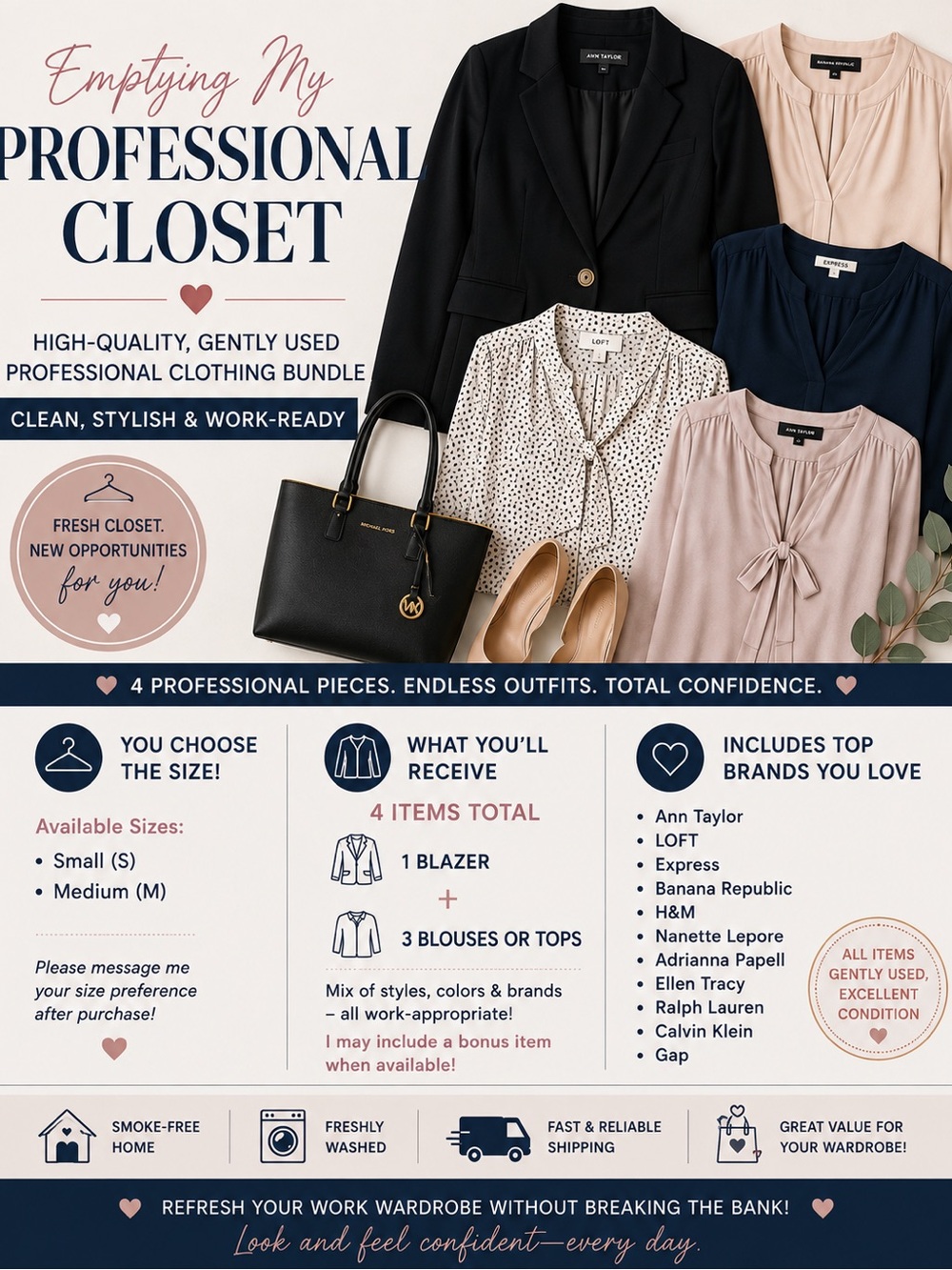 Workwear Capsule Bundle | 1 Blazer + 3 Tops | Ann Taylor, LOFT, Banana Republic